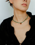 Sandalwood Floret Red Agate Speckled Stone Tube Beads Beaded Necklace - floysun