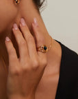 Silver Black Agate Twisted Ring - ORE Jewelry
