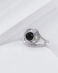Silver Black Agate Twisted Ring - ORE Jewelry