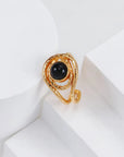 Silver Black Agate Twisted Ring - ORE Jewelry