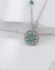 Silver Coin Necklace with Emerald Accents - ORE Jewelry