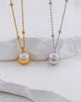 Silver Perfect Round Pearl UFO Necklace - ORE Jewelry