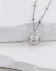 Silver Perfect Round Pearl UFO Necklace - ORE Jewelry