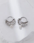 Silver Spirit Feather Series Pearl Earrings - ORE Jewelry