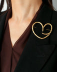 Simple Personality Line Heart Shaped Brooch - floysun