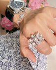 Swarovski Pearl Statement Ring Quilted Hollow Design - 4