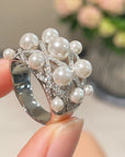 Swarovski Pearl Statement Ring Quilted Hollow Design - 2