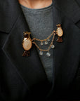 Vintage 3D Love Birds Chain Brooch - floysun