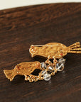 Vintage 3D Love Birds Chain Brooch - floysun