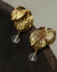 Vintage Crystal Leaf Drop Earrings 18k Gold Vermeil