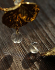 Vintage Crystal Leaf Drop Earrings