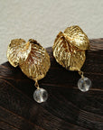 Vintage Crystal Leaf Drop Earrings