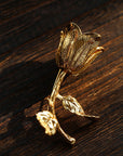 Vintage Gold Rose Branch Brooch - floysun