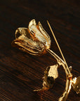 Vintage Gold Rose Branch Brooch - floysun