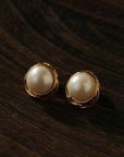 Vintage-Inspired Round Pearl Stud Earrings