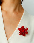 Vintage Natural Agate Flower Brooch - floysun