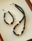 Vintage Tiger’s Eye & Black Agate Beaded Bracelet - floysun