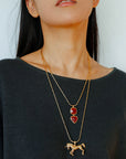 Vintage-Inspired Double Stone Heart & Square Pendant Necklace